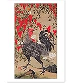 Amazon.co.jp: ポスター 伊藤若冲 『紫陽花双鶏図』 A3サイズ【日本製